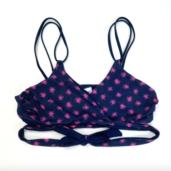 Lands End Lg Star Navy Reversible Wrap Bikini Top - Picture 4 of 7